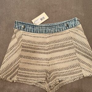 Ramy Brook Blue and Cream High Waist Shorts